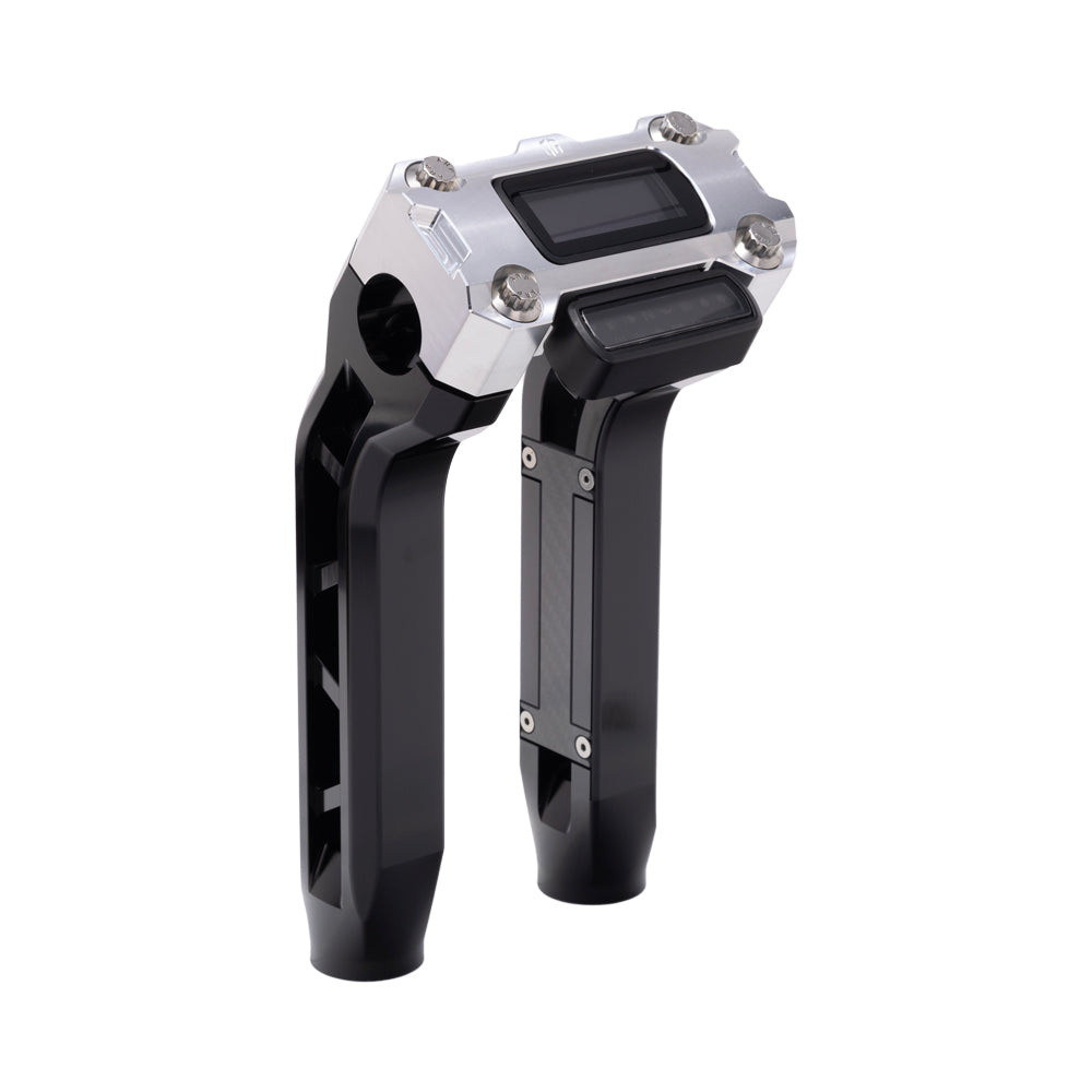OG Black Performance 8.5 inch Pull Back Riser Legs with Aluminum Performance Digital Gauge Top Clamp