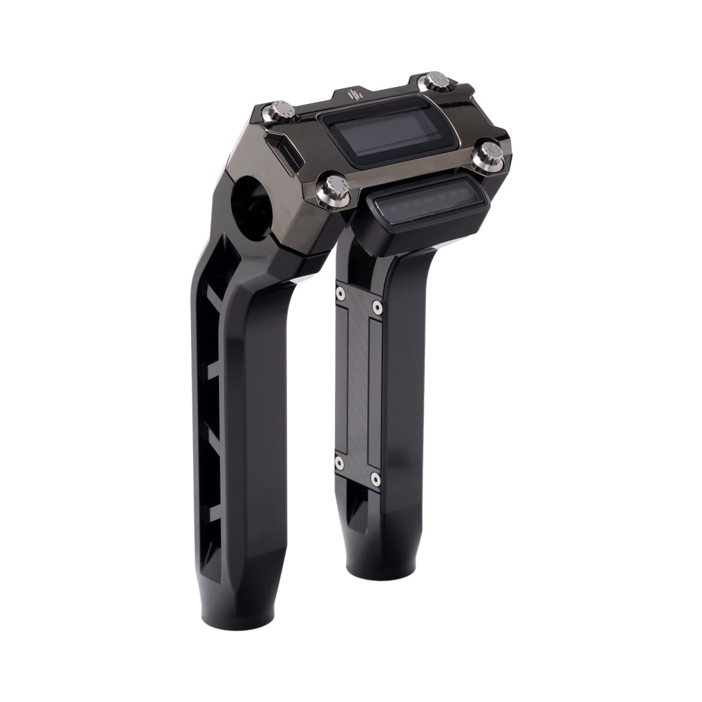OG Black Performance 8.5 inch Pull Back Riser Legs with Black Chrome Performance Digital Gauge Top Clamp