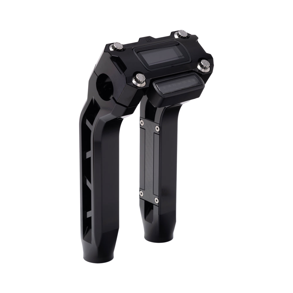 OG Black Performance 8.5 inch Pull Back Riser Legs with Black Performance Digital Gauge Top Clamp