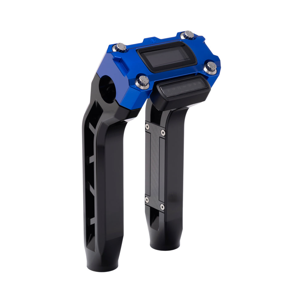OG Black Performance 8.5 inch Pull Back Riser Legs with Blue Performance Digital Gauge Top Clamp