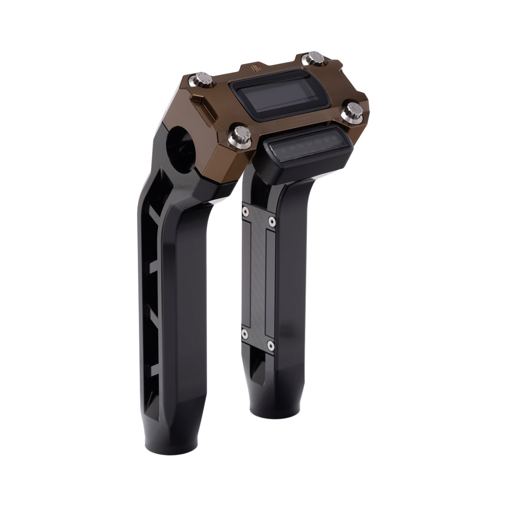OG Black Performance 8.5 inch Pull Back Riser Legs with Bronze Performance Digital Gauge Top Clamp