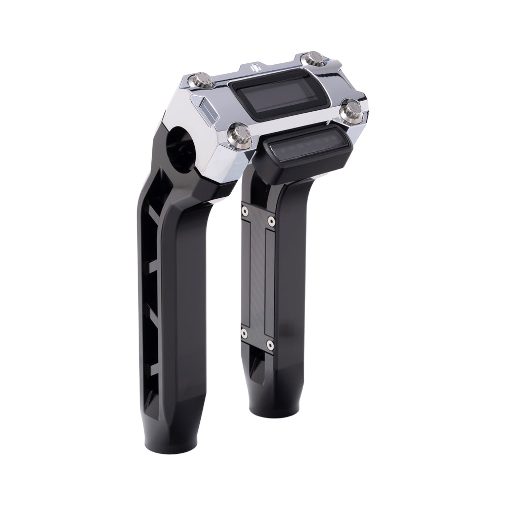 OG Black Performance 8.5 inch Pull Back Riser Legs with Chrome Performance Digital Gauge Top Clamp