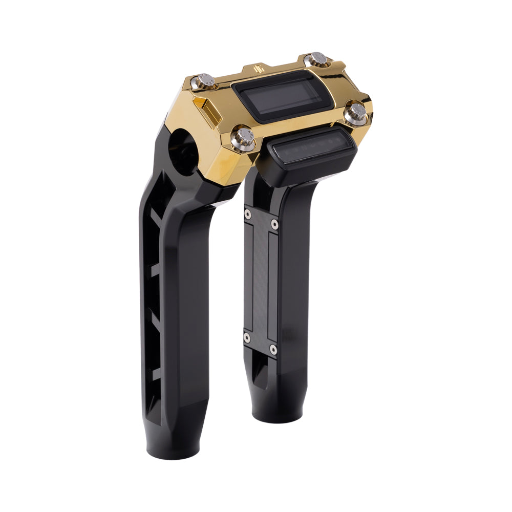 OG Black Performance 8.5 inch Pull Back Riser Legs with Gold Plating Performance Digital Gauge Top Clamp