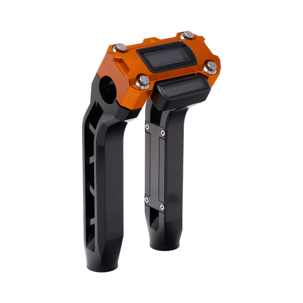 OG Black Performance 8.5 inch Pull Back Riser Legs with Orange Performance Digital Gauge Top Clamp