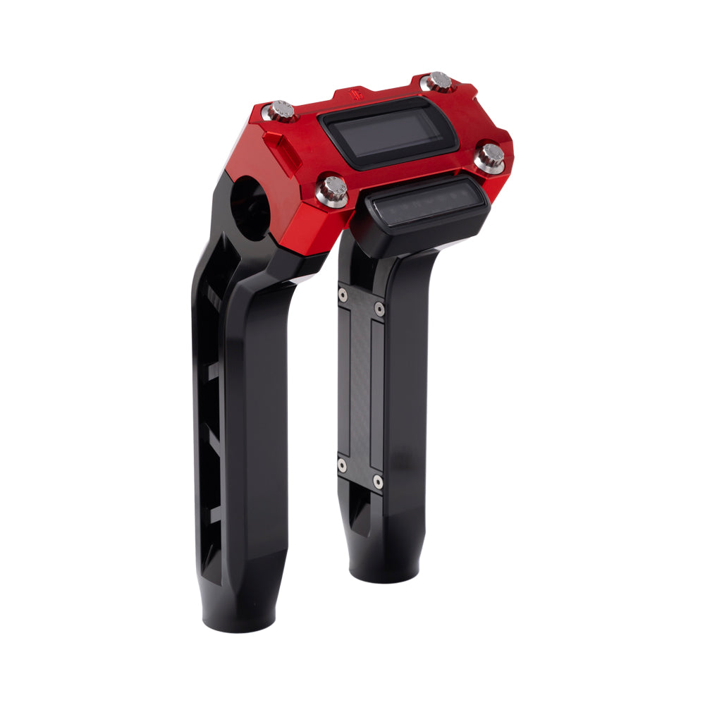 OG Black Performance 8.5 inch Pull Back Riser Legs with Red Performance Digital Gauge Top Clamp
