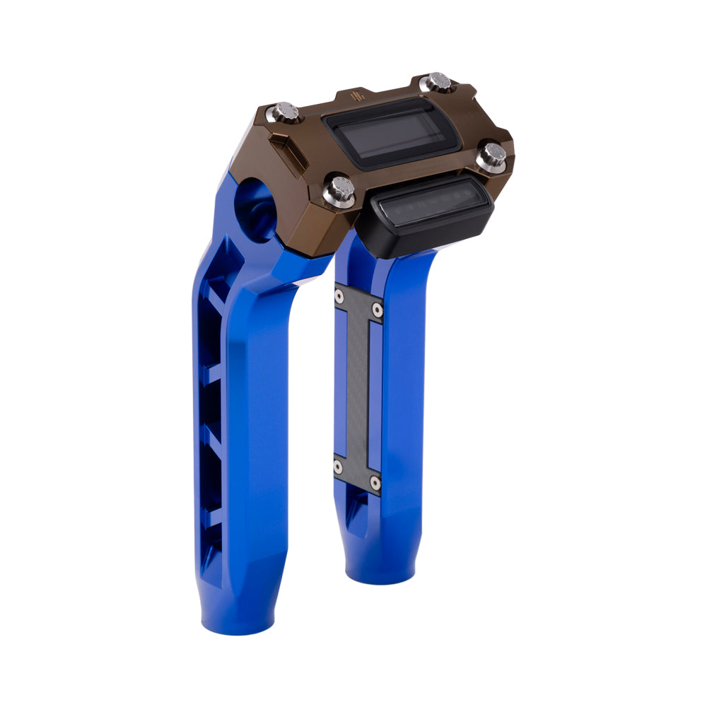 OG Blue Performance 8.5 inch Pull Back Riser Legs with Bronze Performance Digital Gauge Top Clamp