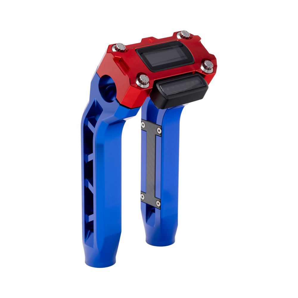 OG Blue Performance 8.5 inch Pull Back Riser Legs with Red Performance Digital Gauge Top Clamp