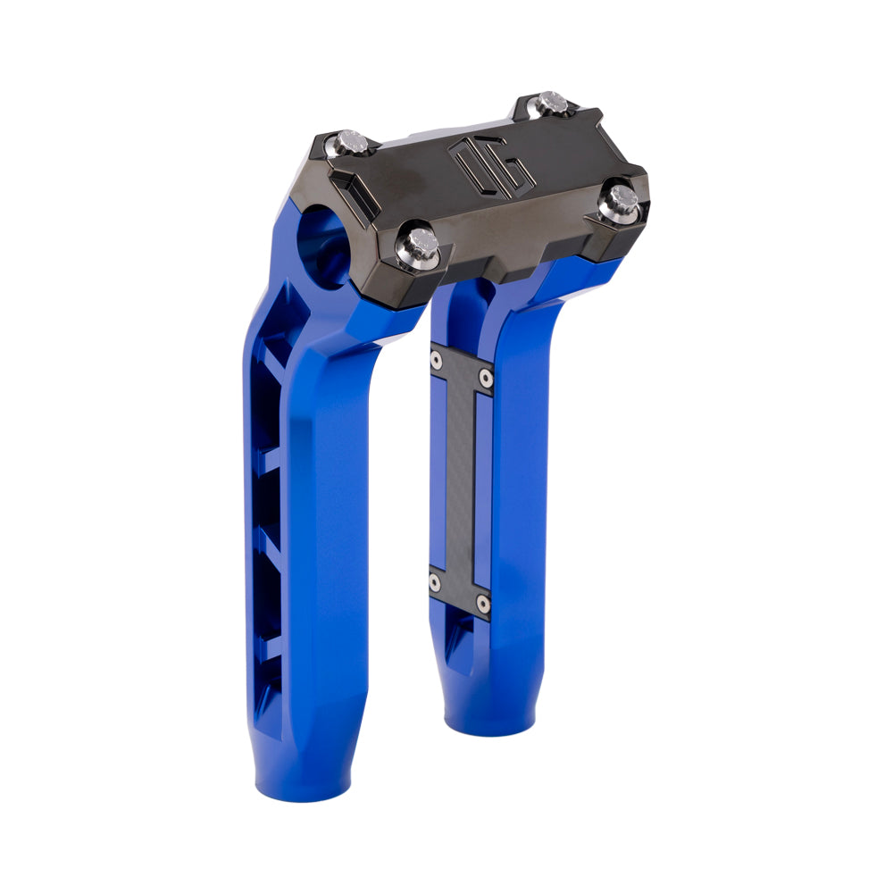OG Blue Performance 8.5 inch Pull Back Riser Legs with Black Chrome Performance Top Clamp