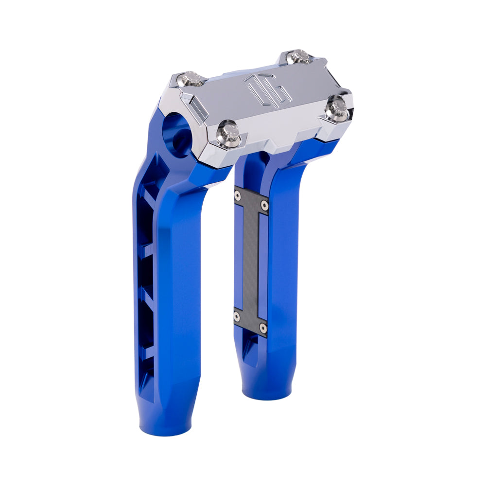OG Blue Performance 8.5 inch Pull Back Riser Legs with Chrome Performance Top Clamp