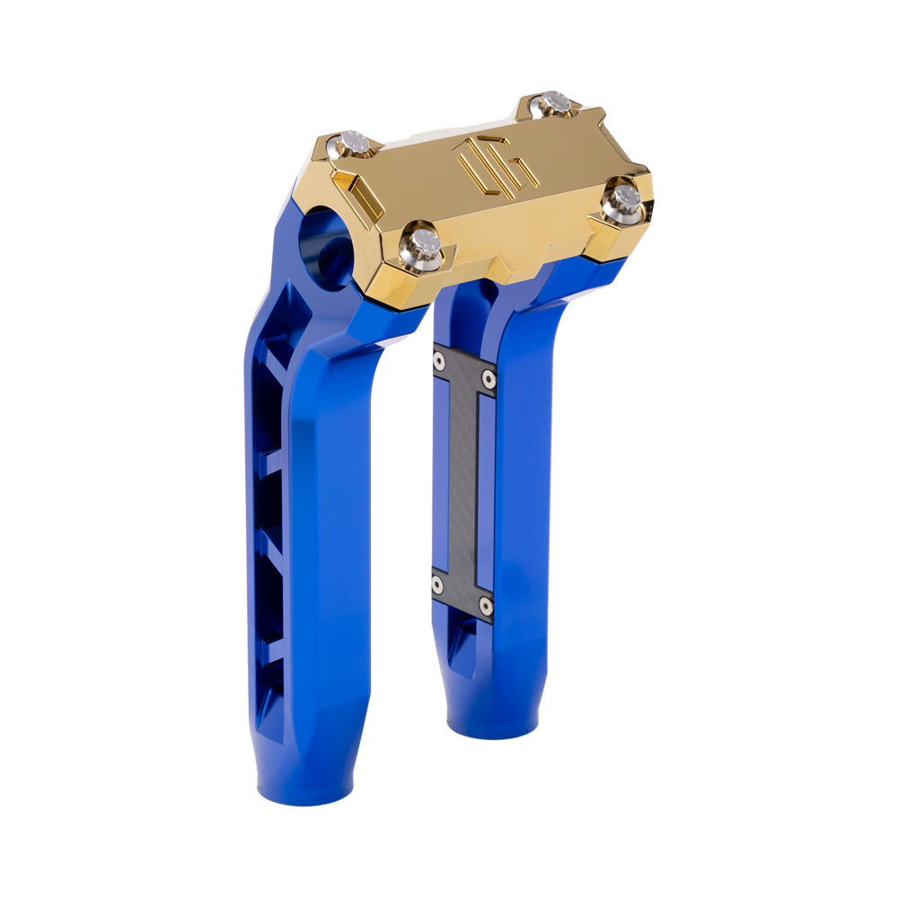 OG Blue Performance 8.5 inch Pull Back Riser Legs with Gold Plating Performance Top Clamp
