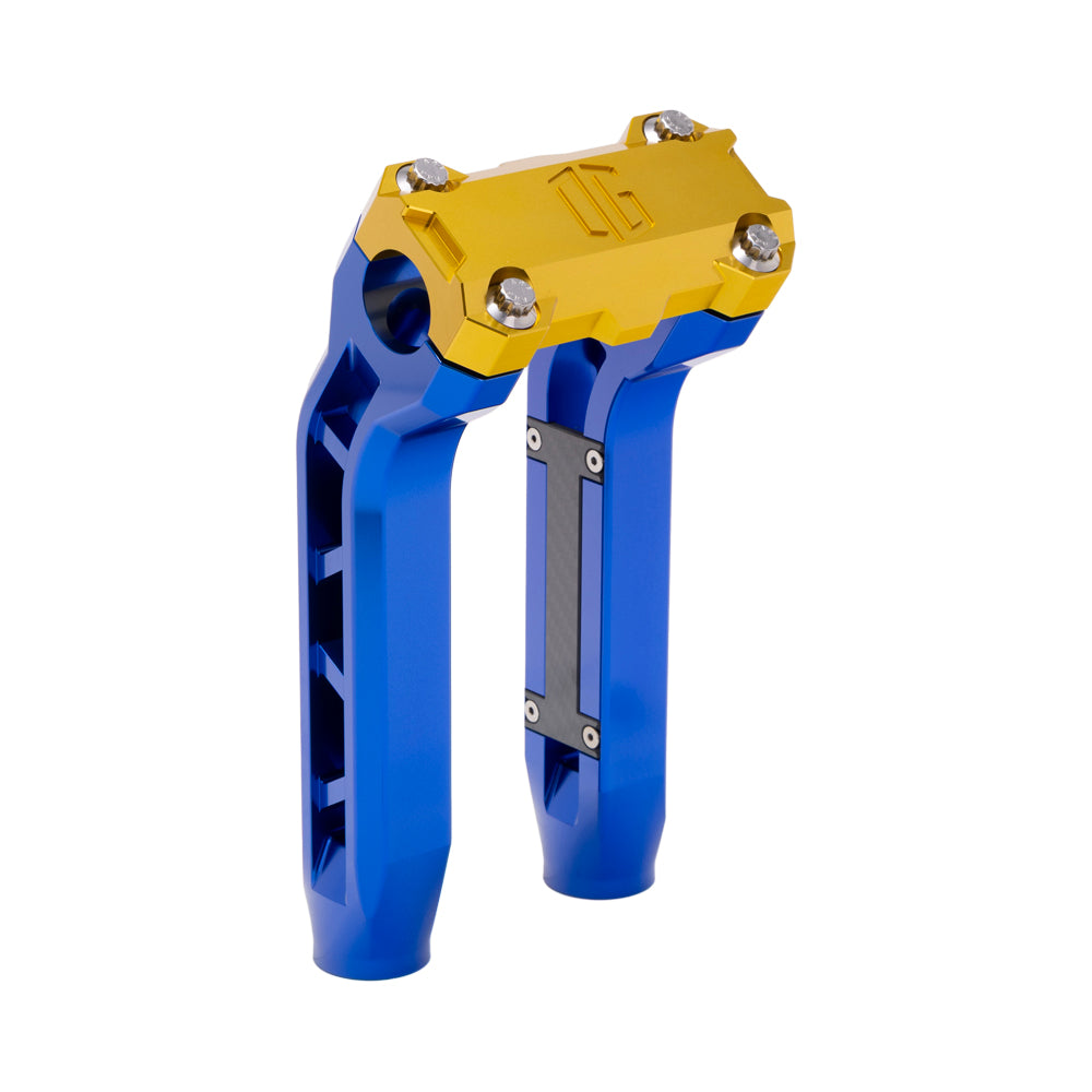 OG Blue Performance 8.5 inch Pull Back Riser Legs with Gold Performance Top Clamp