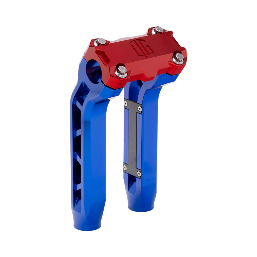 OG Blue Performance 8.5 inch Pull Back Riser Legs with Red Performance Top Clamp