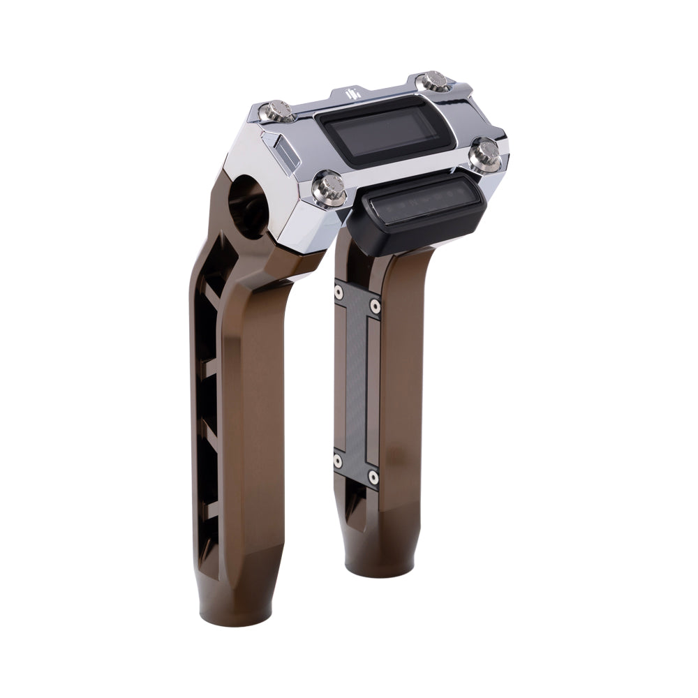 OG Bronze Performance 8.5 inch Pull Back Riser Legs with Chrome Performance Digital Gauge Top Clamp