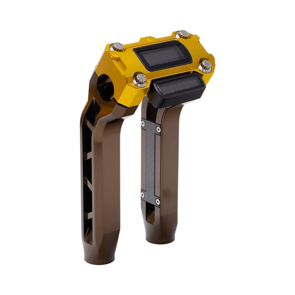 OG Bronze Performance 8.5 inch Pull Back Riser Legs with Gold Performance Digital Gauge Top Clamp