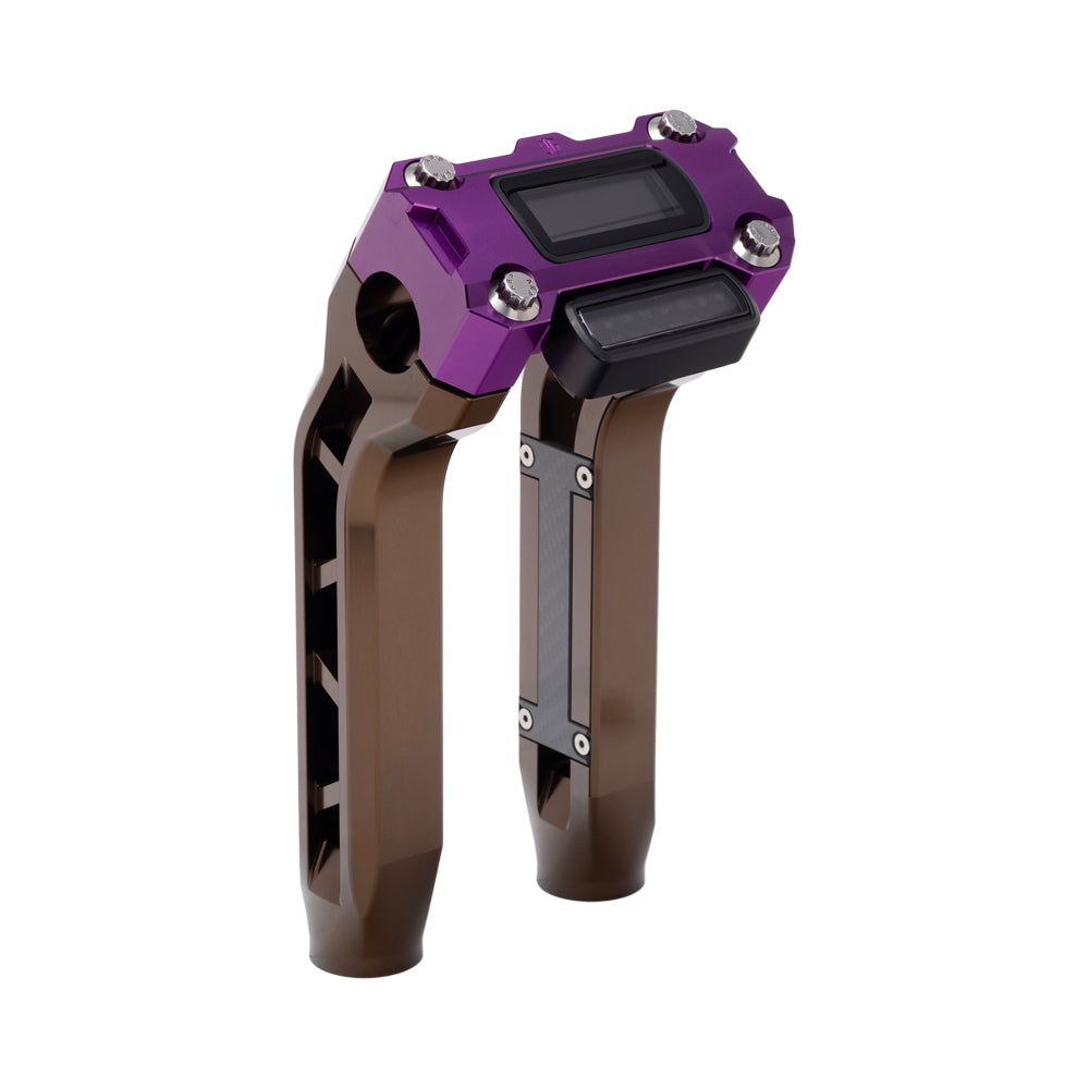 OG Bronze Performance 8.5 inch Pull Back Riser Legs with Purple Performance Digital Gauge Top Clamp
