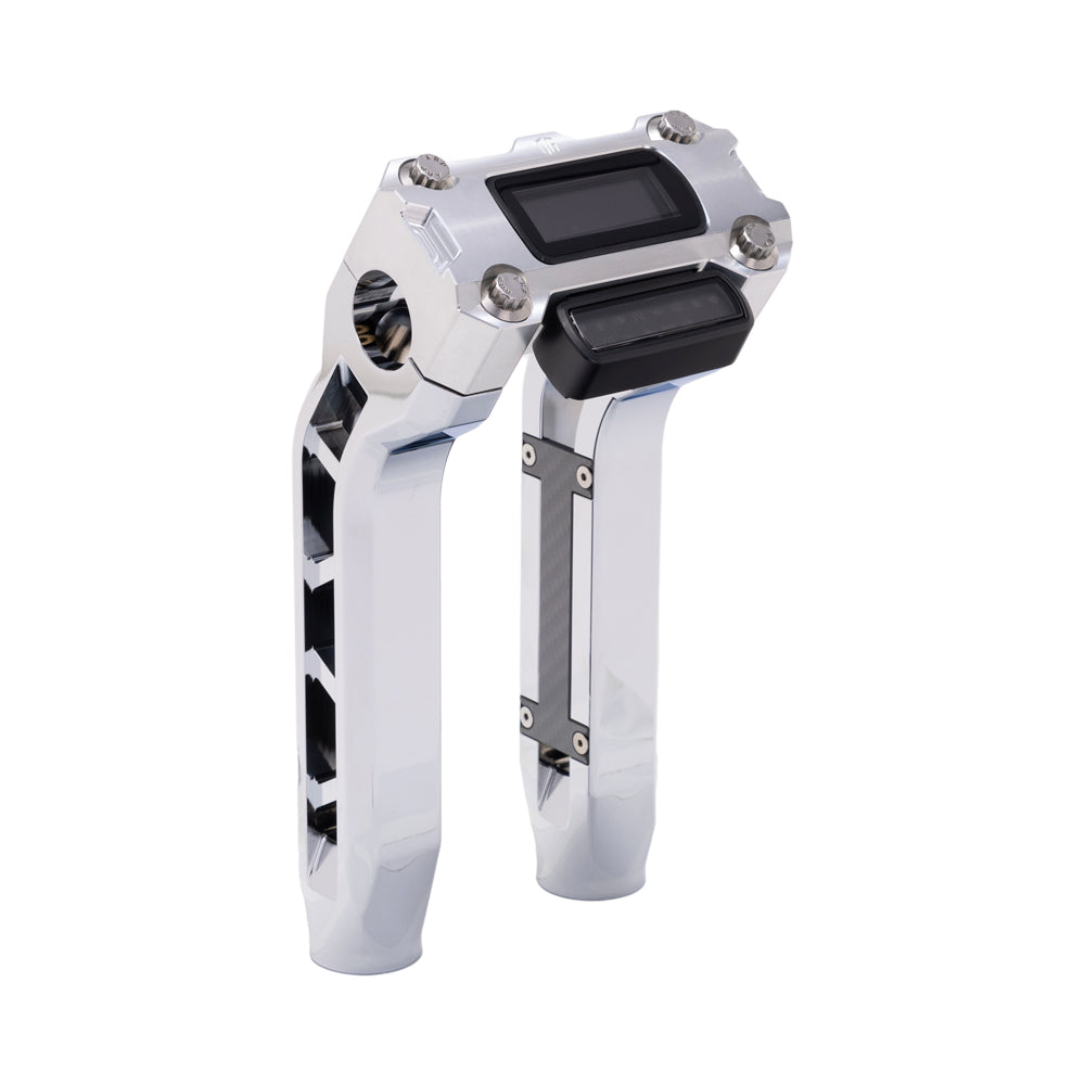 OG Chrome Performance 8.5 inch Pull Back Riser Legs with Aluminum Performance Digital Gauge Top Clamp