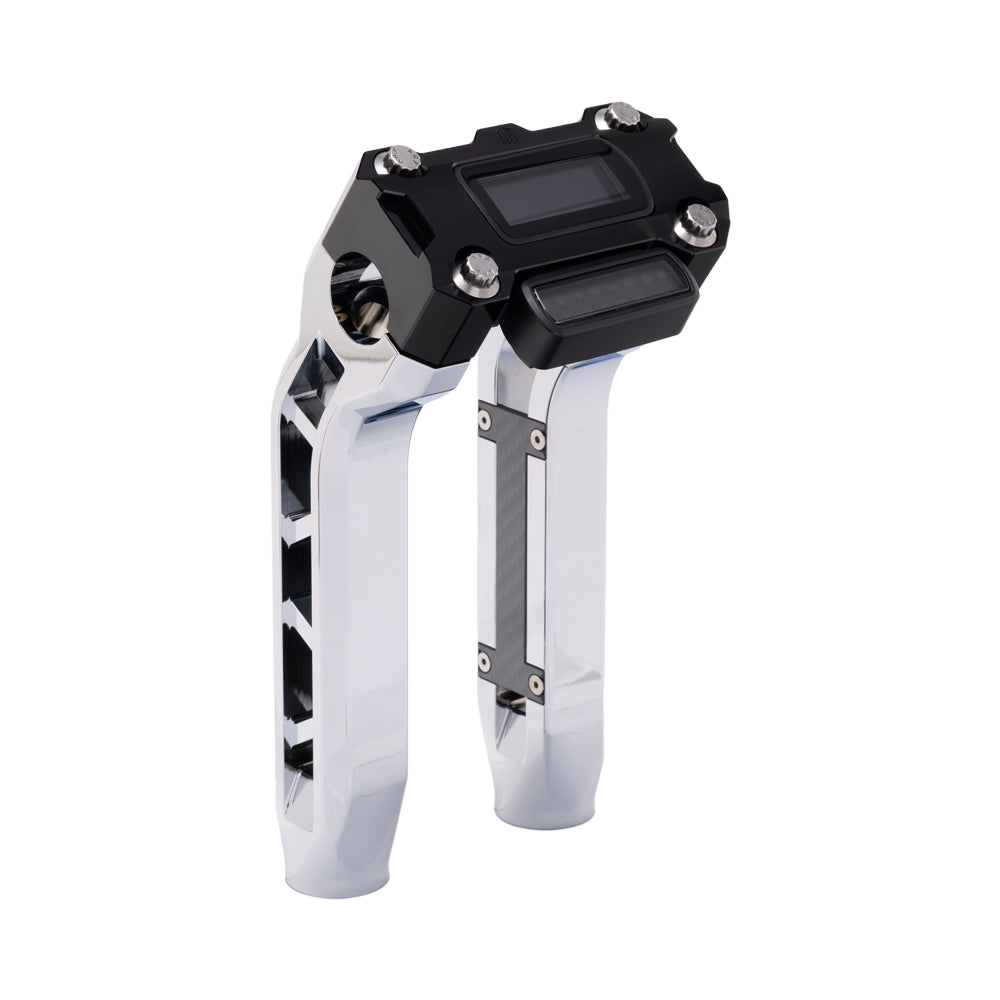 OG Chrome Performance 8.5 inch Pull Back Riser Legs with Black Performance Digital Gauge Top Clamp