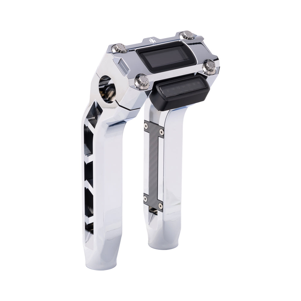 OG Chrome Performance 8.5 inch Pull Back Riser Legs with Chrome Performance Digital Gauge Top Clamp