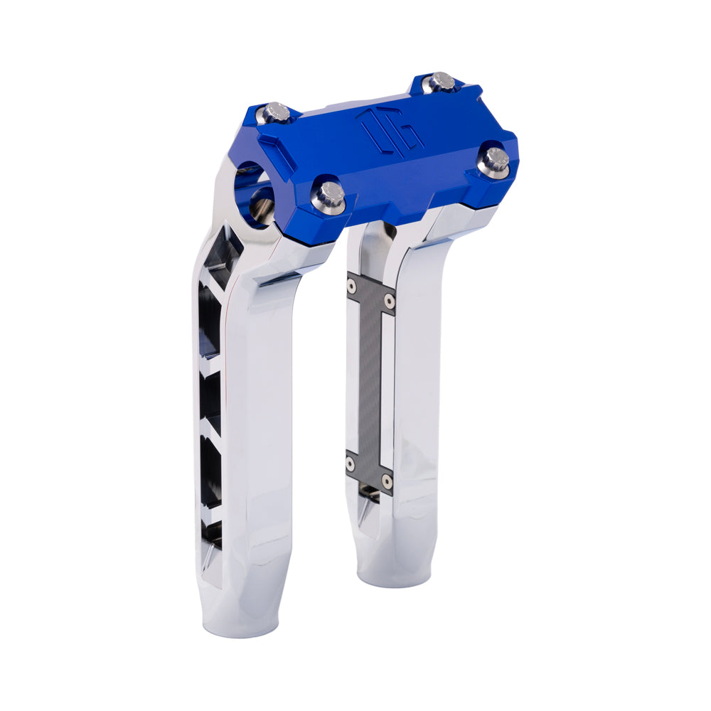 OG Chrome Performance 8.5 inch Pull Back Riser Legs with Blue Performance Top Clamp