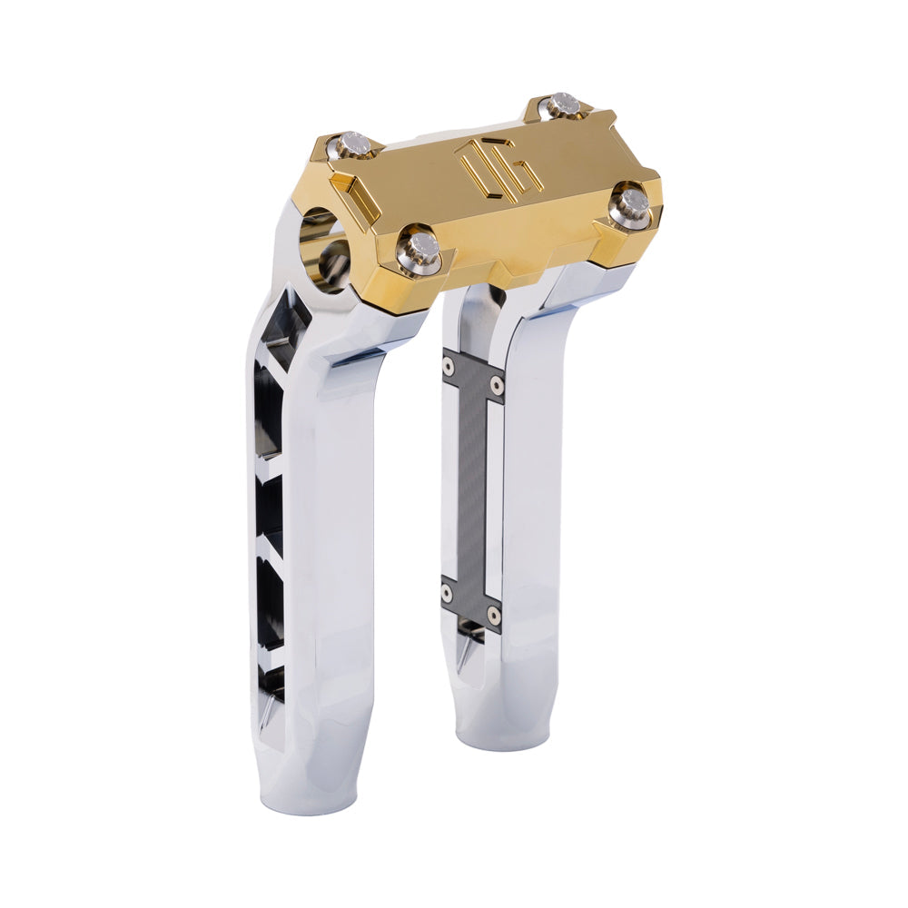 OG Chrome Performance 8.5 inch Pull Back Riser Legs with Gold Plating Performance Top Clamp