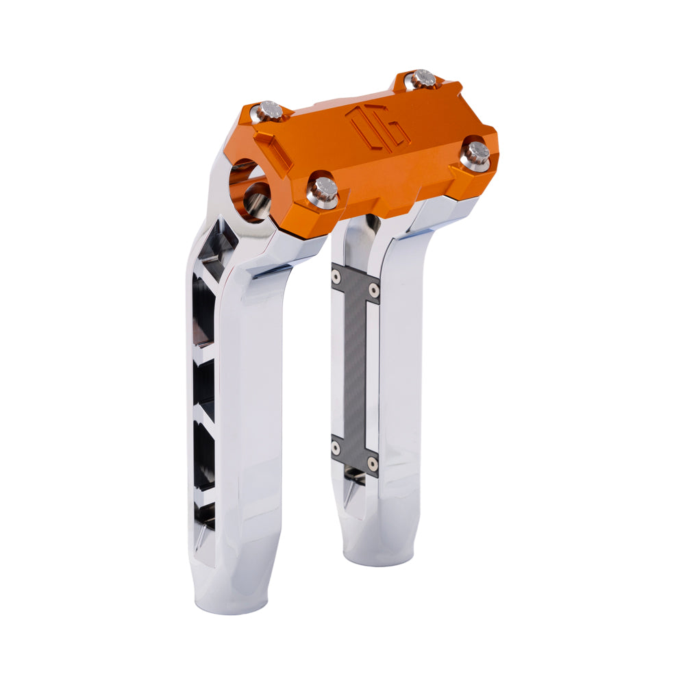 OG Chrome Performance 8.5 inch Pull Back Riser Legs with Orange Performance Top Clamp