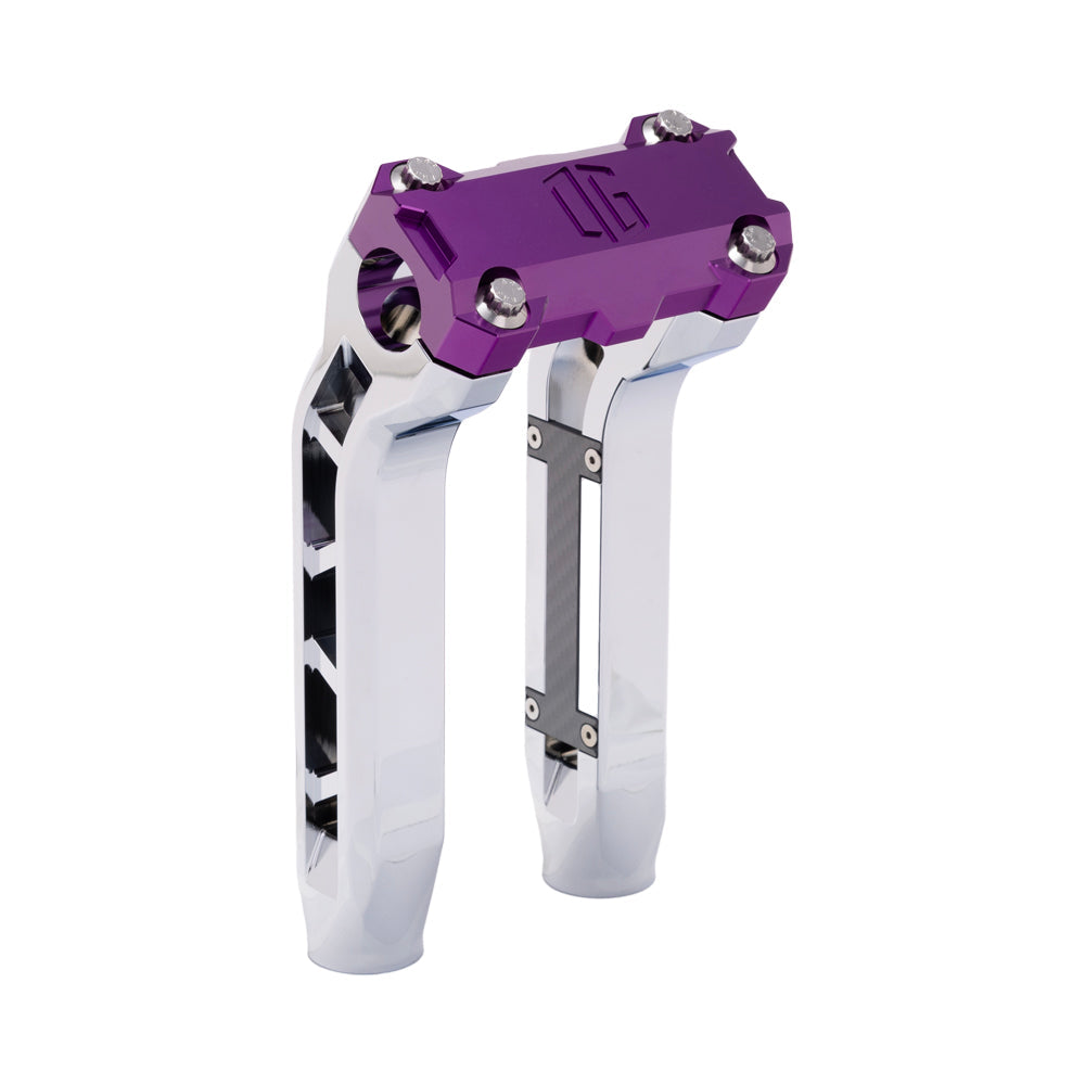 OG Chrome Performance 8.5 inch Pull Back Riser Legs with Purple Performance Top Clamp
