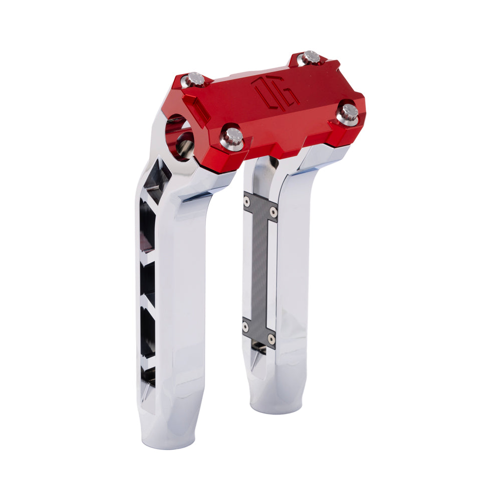 OG Chrome Performance 8.5 inch Pull Back Riser Legs with Red Performance Top Clamp