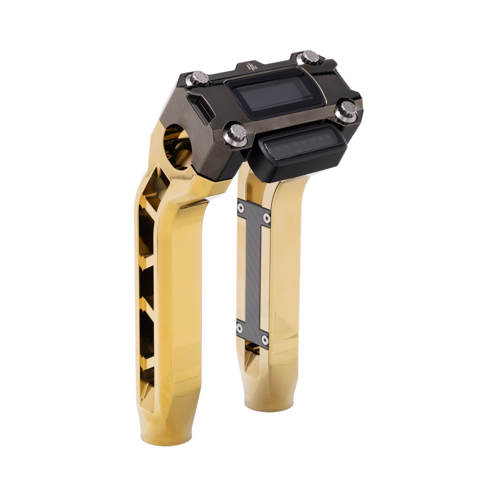 OG Gold Plating Performance 8.5 inch Pull Back Riser Legs with Black Chrome Performance Digital Gauge Top Clamp