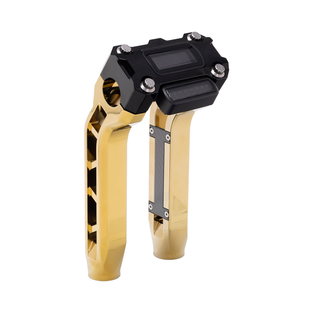 OG Gold Plating Performance 8.5 inch Pull Back Riser Legs with Black Performance Digital Gauge Top Clamp