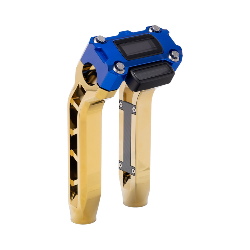 OG Gold Plating Performance 8.5 inch Pull Back Riser Legs with Blue Performance Digital Gauge Top Clamp