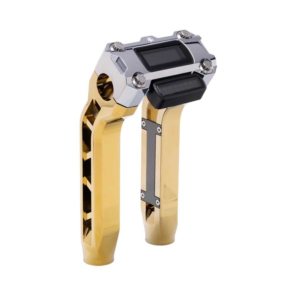 OG Gold Plating Performance 8.5 inch Pull Back Riser Legs with Chrome Performance Digital Gauge Top Clamp