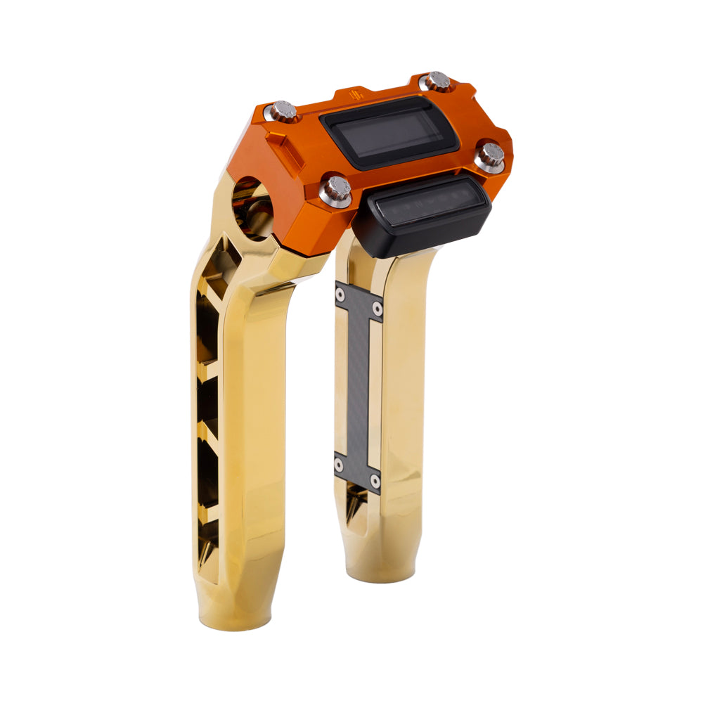 OG Gold Plating Performance 8.5 inch Pull Back Riser Legs with Orange Performance Digital Gauge Top Clamp