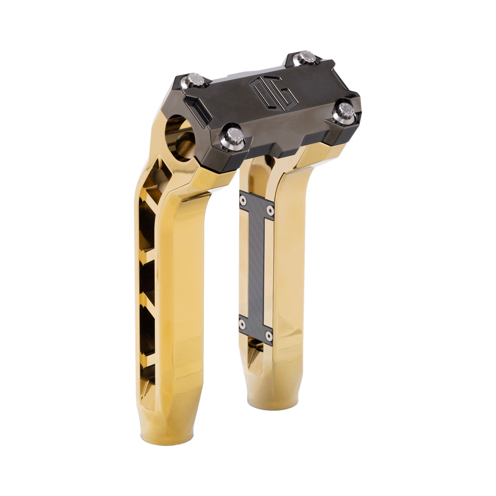 OG Gold Plating Performance 8.5 inch Pull Back Riser Legs with Black Chrome Performance Top Clamp
