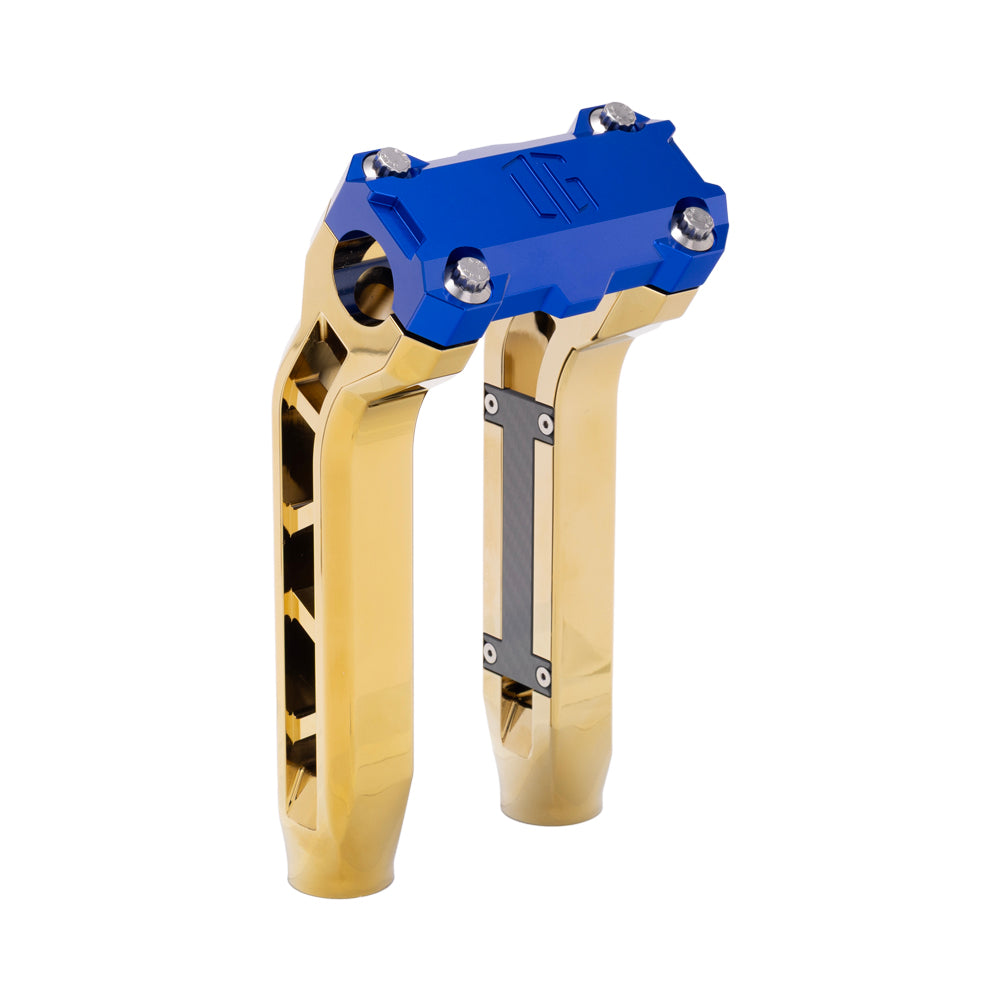 OG Gold Plating Performance 8.5 inch Pull Back Riser Legs with Blue Performance Top Clamp