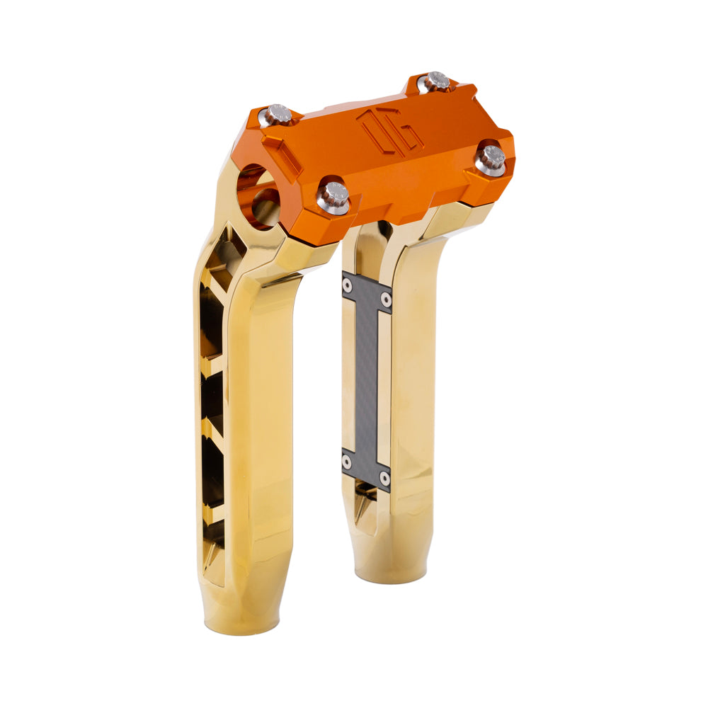 OG Gold Plating Performance 8.5 inch Pull Back Riser Legs with Orange Performance Top Clamp