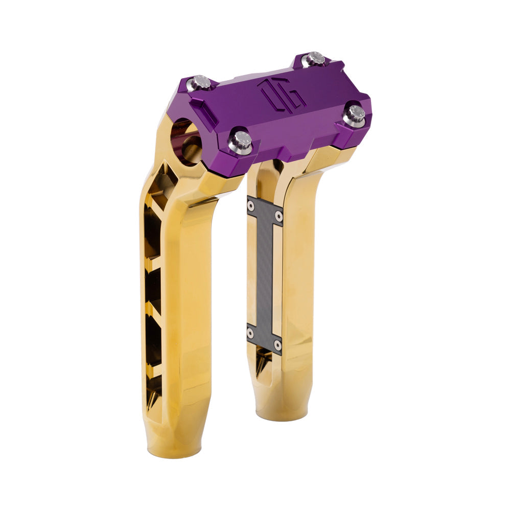 OG Gold Plating Performance 8.5 inch Pull Back Riser Legs with Purple Performance Top Clamp
