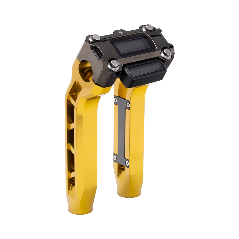OG Gold Performance 8.5 inch Pull Back Riser Legs with Black Chrome Performance Digital Gauge Top Clamp