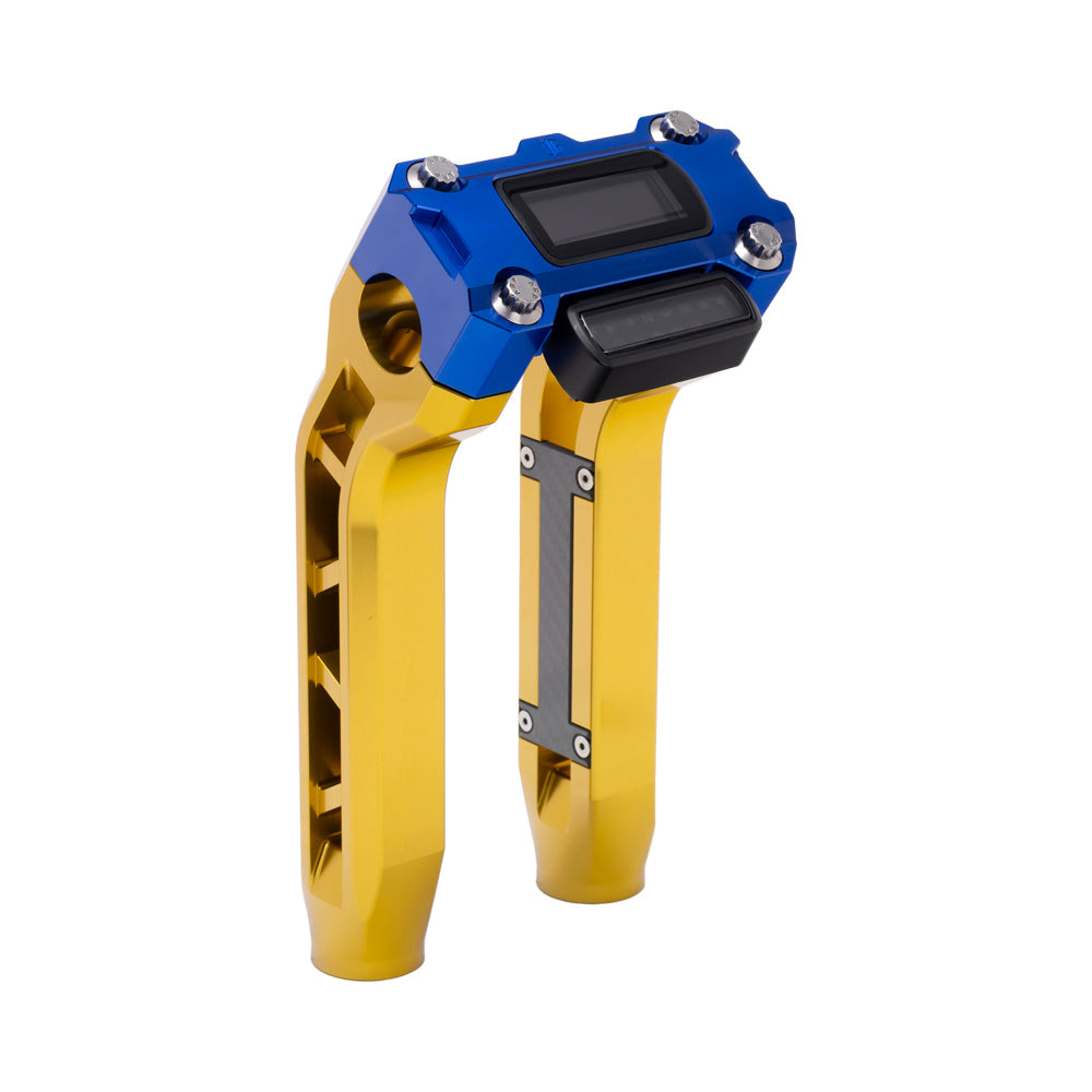 OG Gold Performance 8.5 inch Pull Back Riser Legs with Blue Performance Digital Gauge Top Clamp