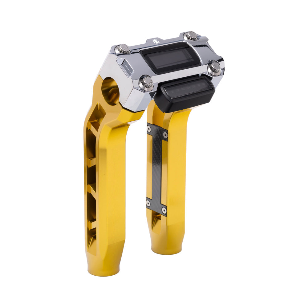 OG Gold Performance 8.5 inch Pull Back Riser Legs with Chrome Performance Digital Gauge Top Clamp
