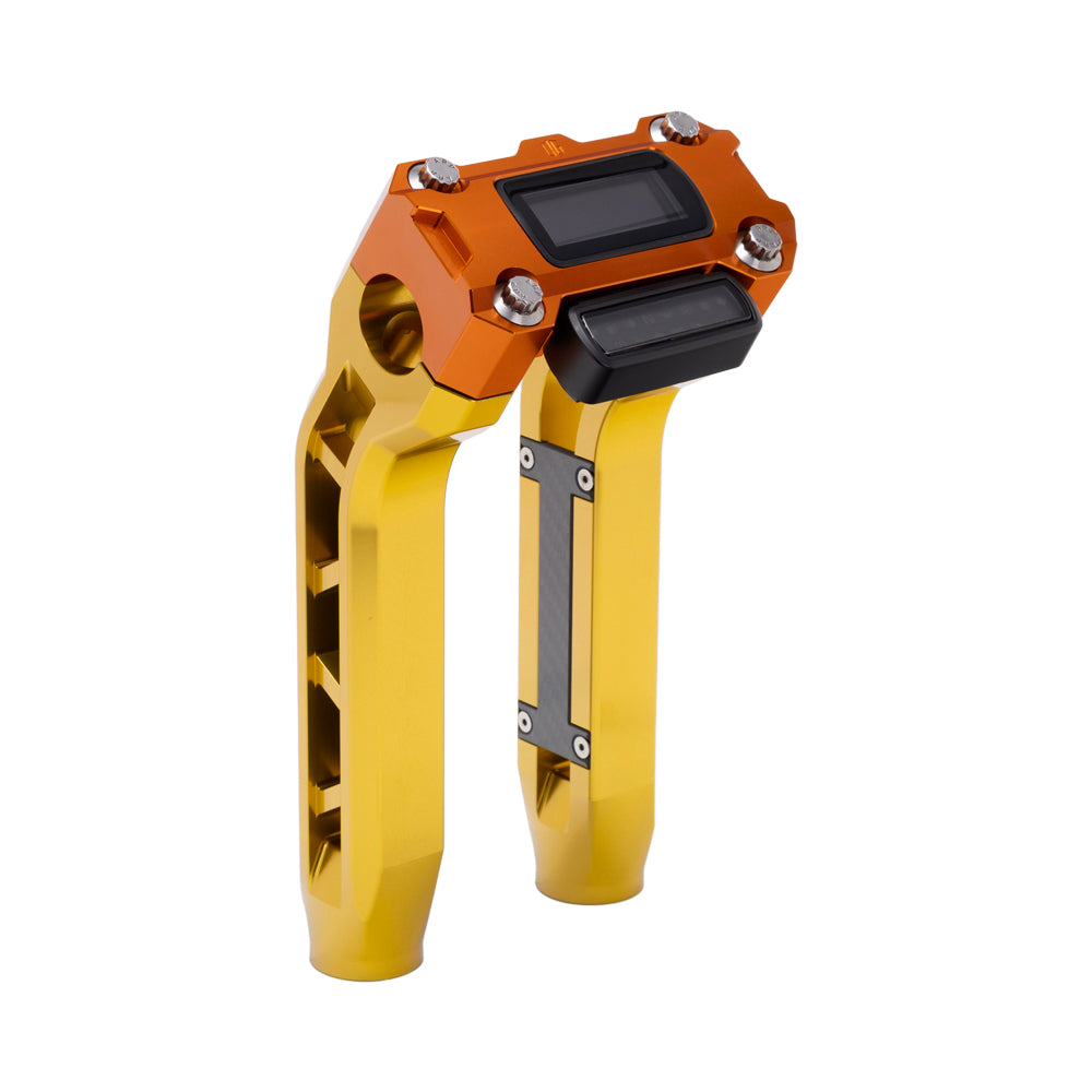 OG Gold Performance 8.5 inch Pull Back Riser Legs with Orange Performance Digital Gauge Top Clamp