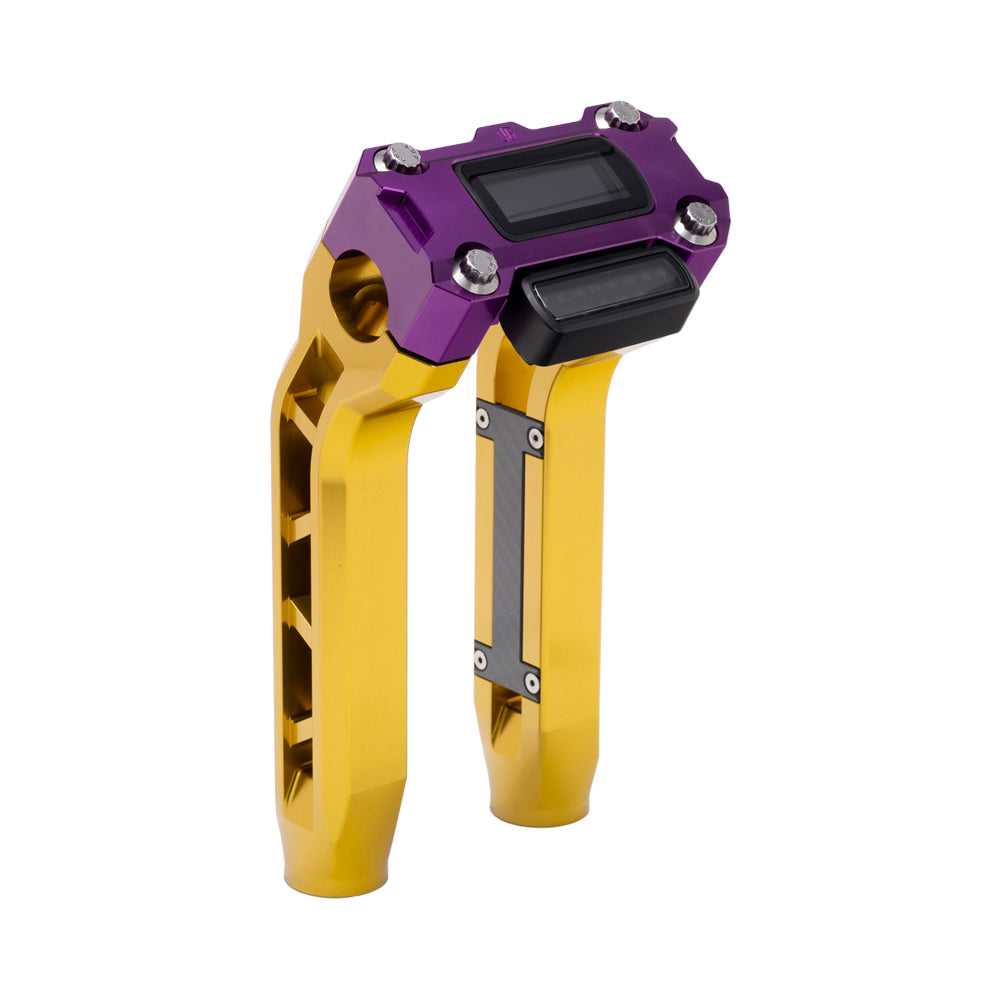 OG Gold Performance 8.5 inch Pull Back Riser Legs with Purple Performance Digital Gauge Top Clamp