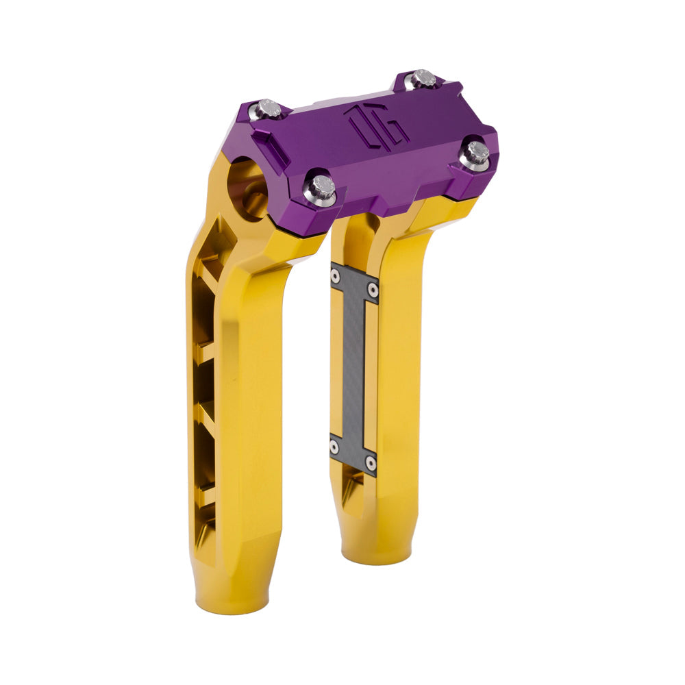 OG Gold Performance 8.5 inch Pull Back Riser Legs with Purple Performance Top Clamp