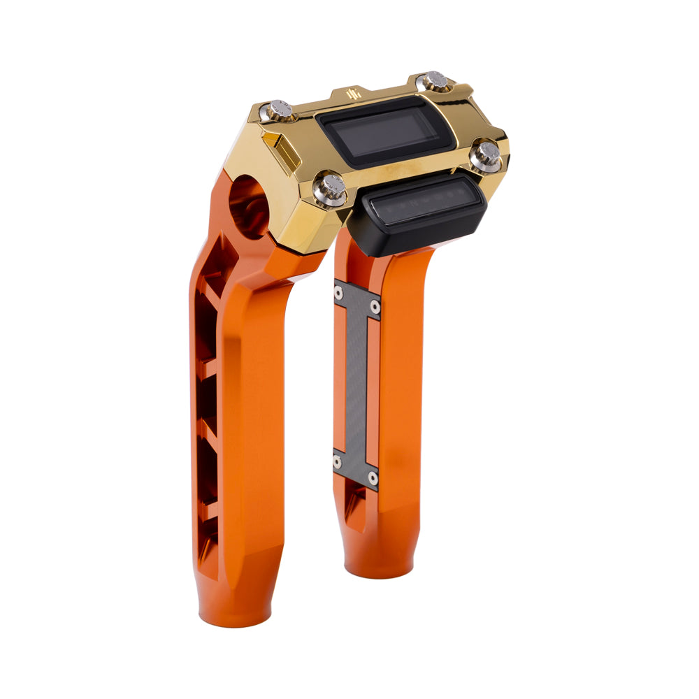 OG Orange Performance 8.5 inch Pull Back Riser Legs with Gold Plating Performance Digital Gauge Top Clamp