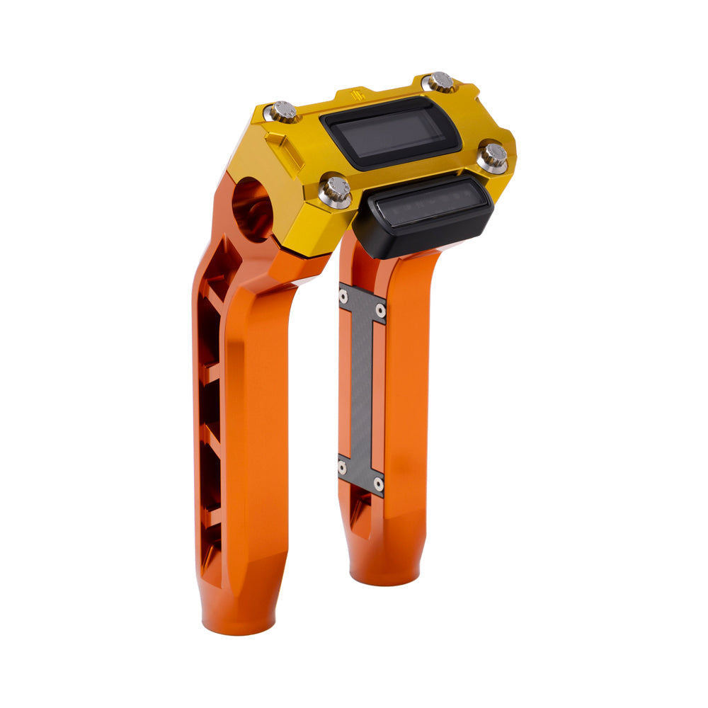 OG Orange Performance 8.5 inch Pull Back Riser Legs with Gold Performance Digital Gauge Top Clamp