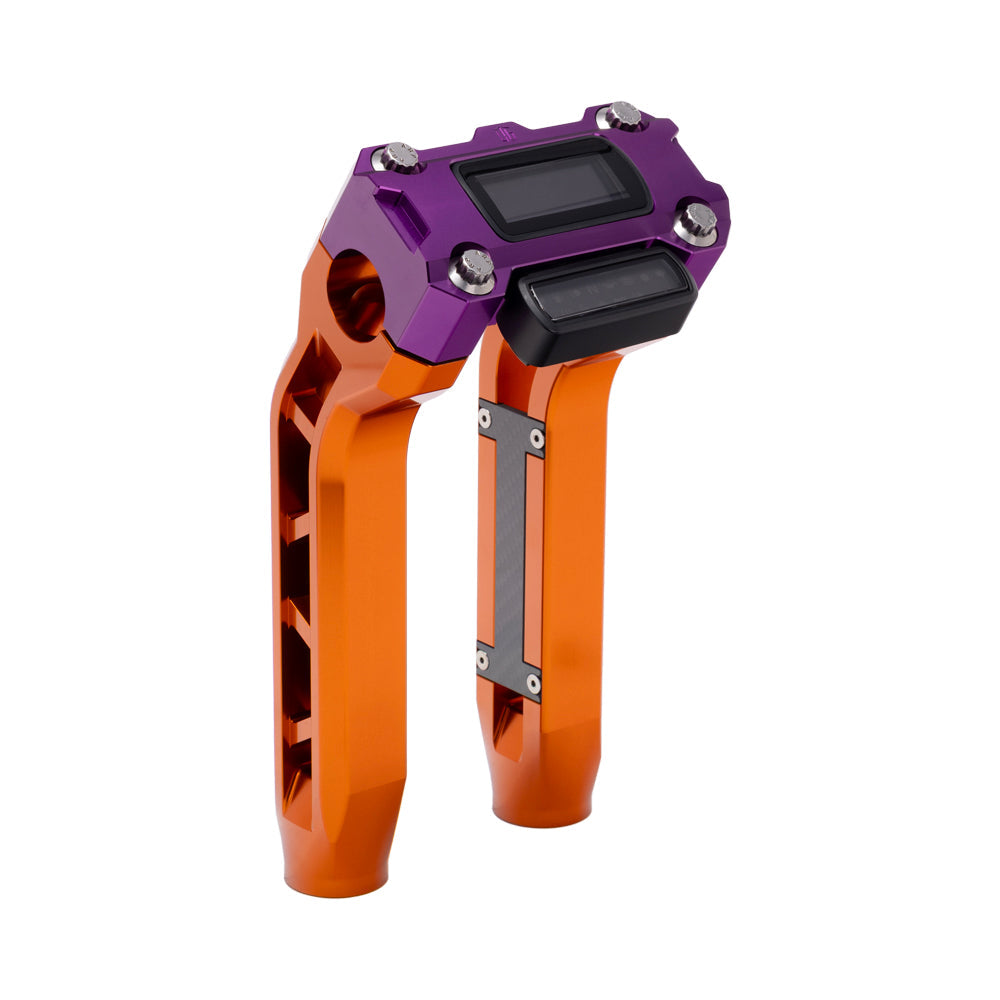 OG Orange Performance 8.5 inch Pull Back Riser Legs with Purple Performance Digital Gauge Top Clamp