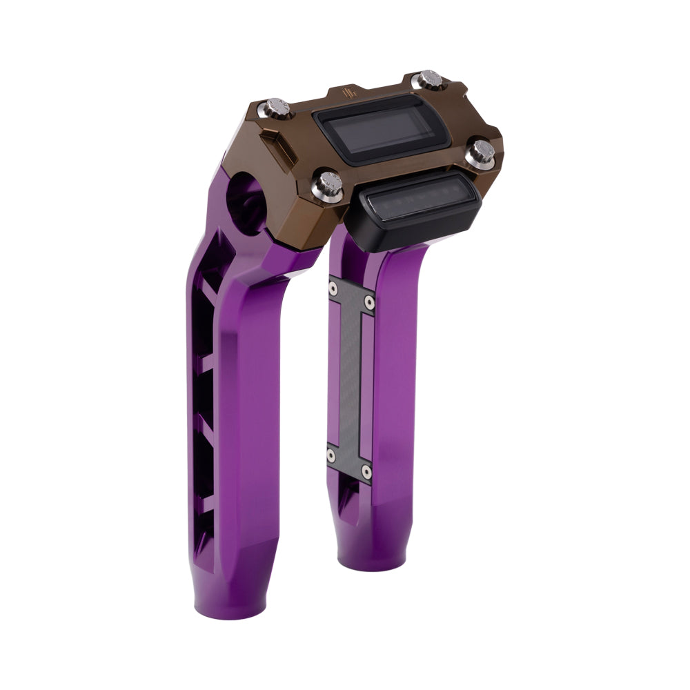 OG Purple Performance 8.5 inch Pull Back Riser Legs with Bronze Performance Digital Gauge Top Clamp