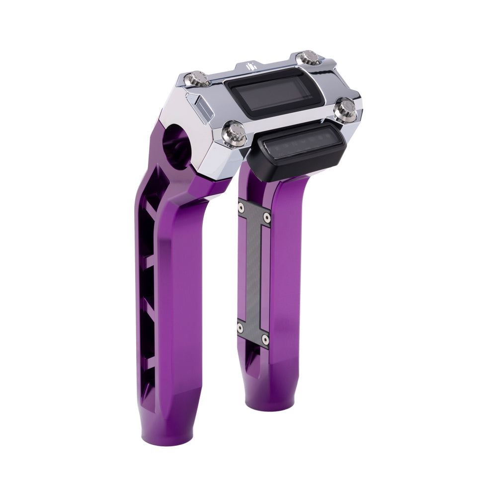 OG Purple Performance 8.5 inch Pull Back Riser Legs with Chrome Performance Digital Gauge Top Clamp