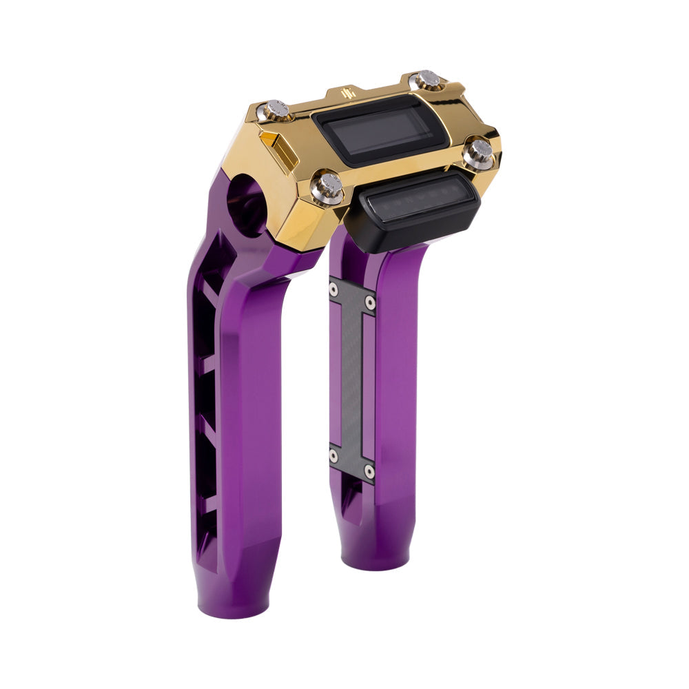 OG Purple Performance 8.5 inch Pull Back Riser Legs with Gold Plating Performance Digital Gauge Top Clamp