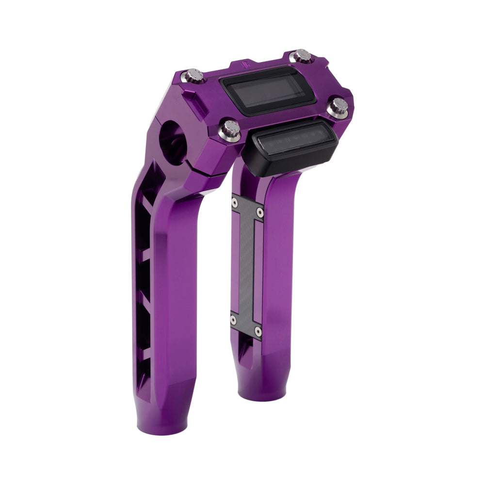 OG Purple Performance 8.5 inch Pull Back Riser Legs with Purple Performance Digital Gauge Top Clamp