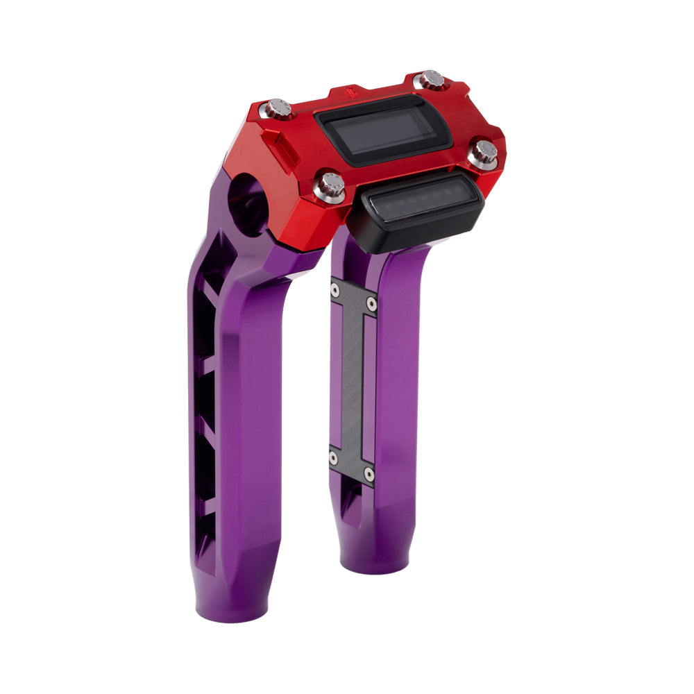 OG Purple Performance 8.5 inch Pull Back Riser Legs with Red Performance Digital Gauge Top Clamp